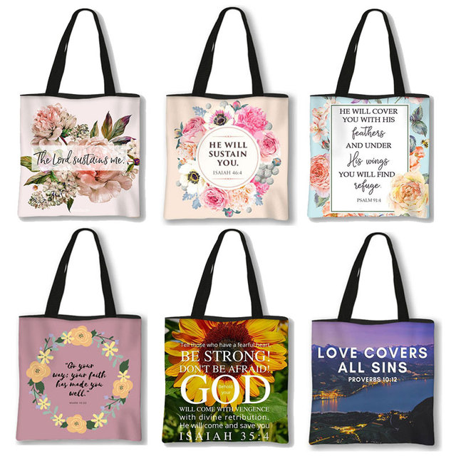 Tote Bag Women Christian, Bags Bible Quotes, Bible Verse Tote Bags